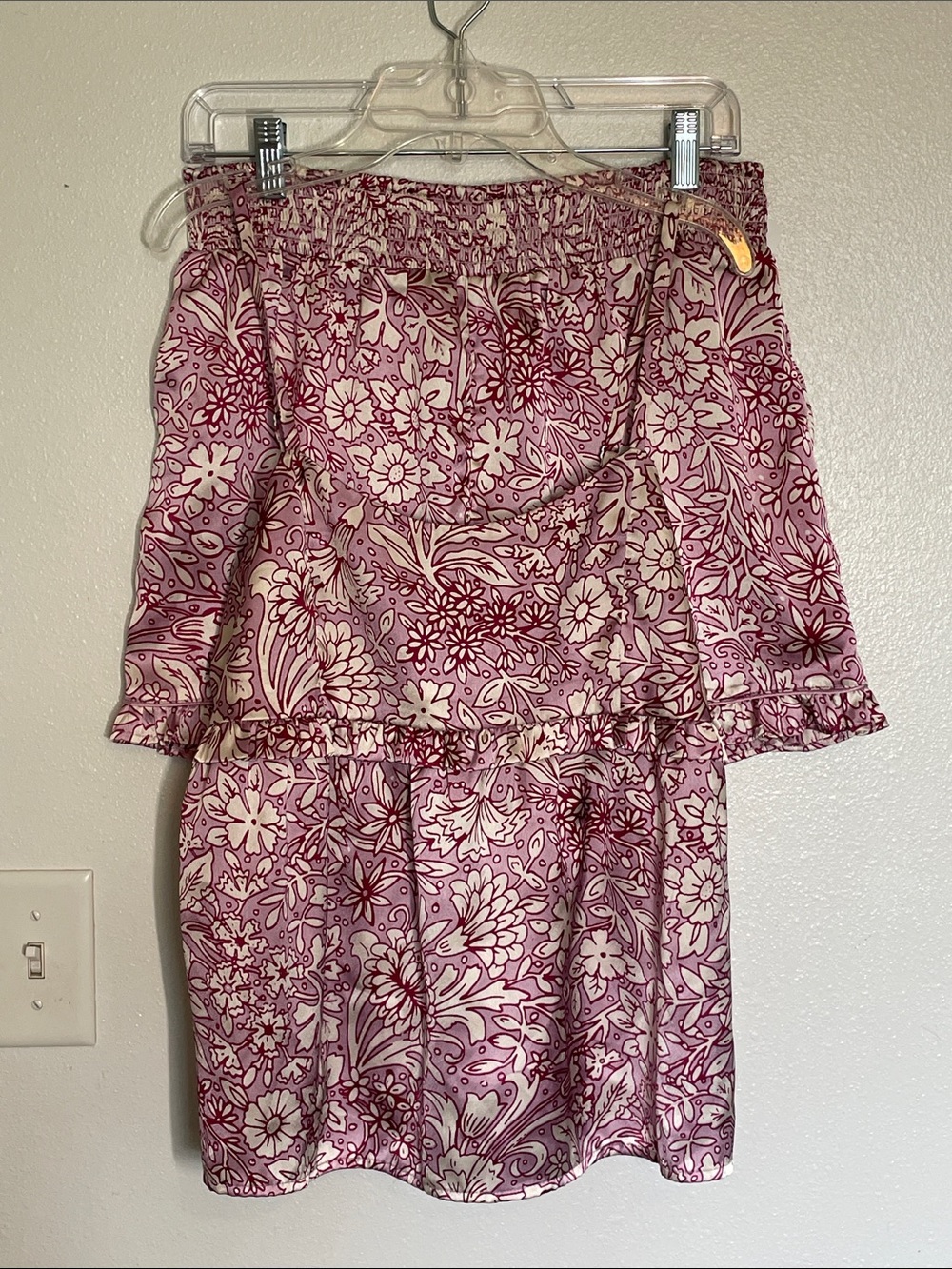 Floral Off-Shoulder Pink Sleep Set - Women's Two-Piece Pajama